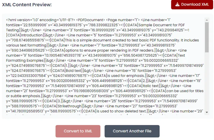 PDF to XML