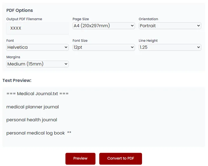 Text to PDF