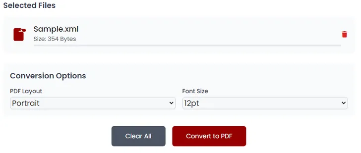 XML to PDF